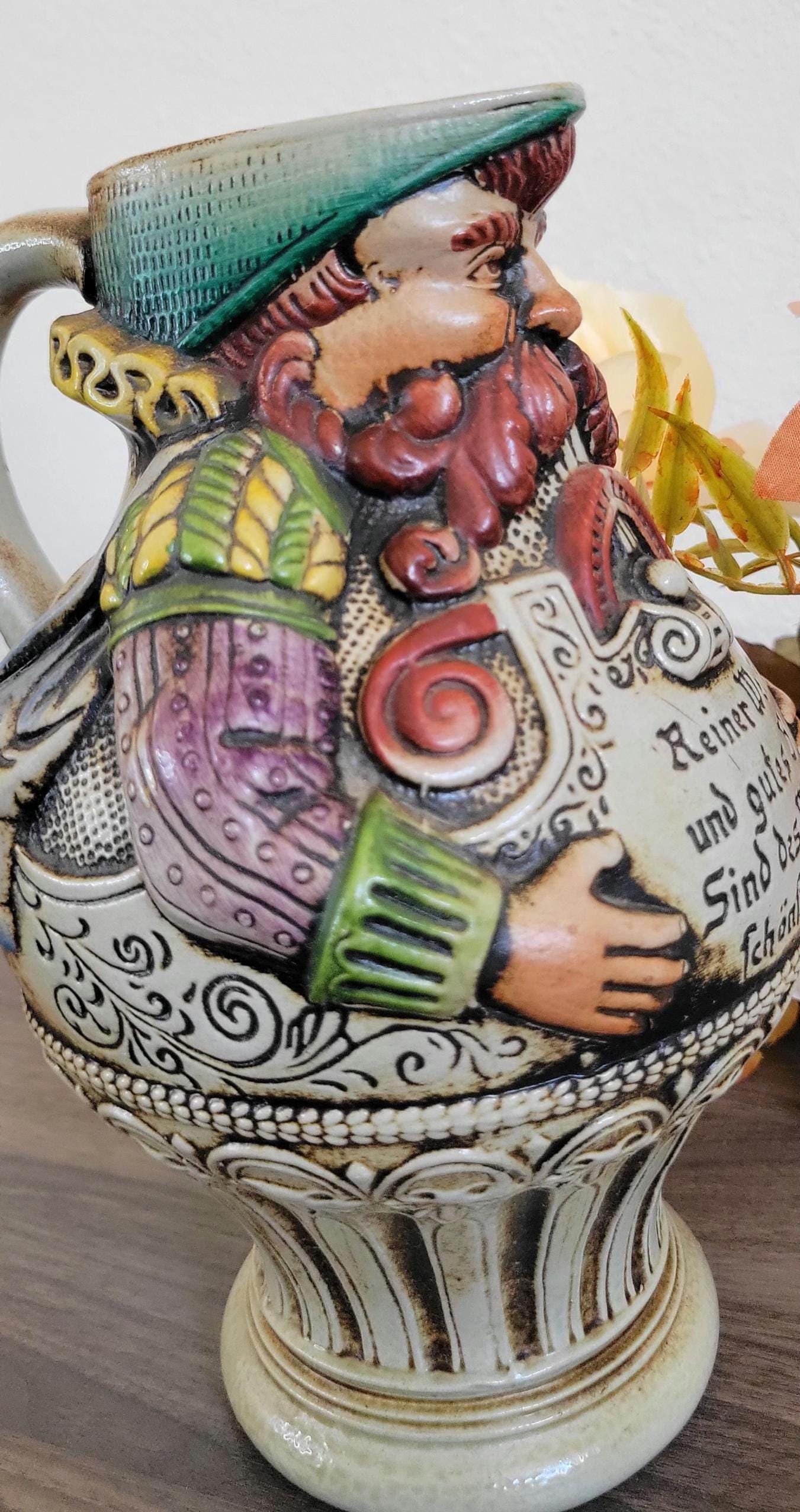 Vintage Gerz Figural Beer Pitcher - Reiner Wein Und Gutes Bier