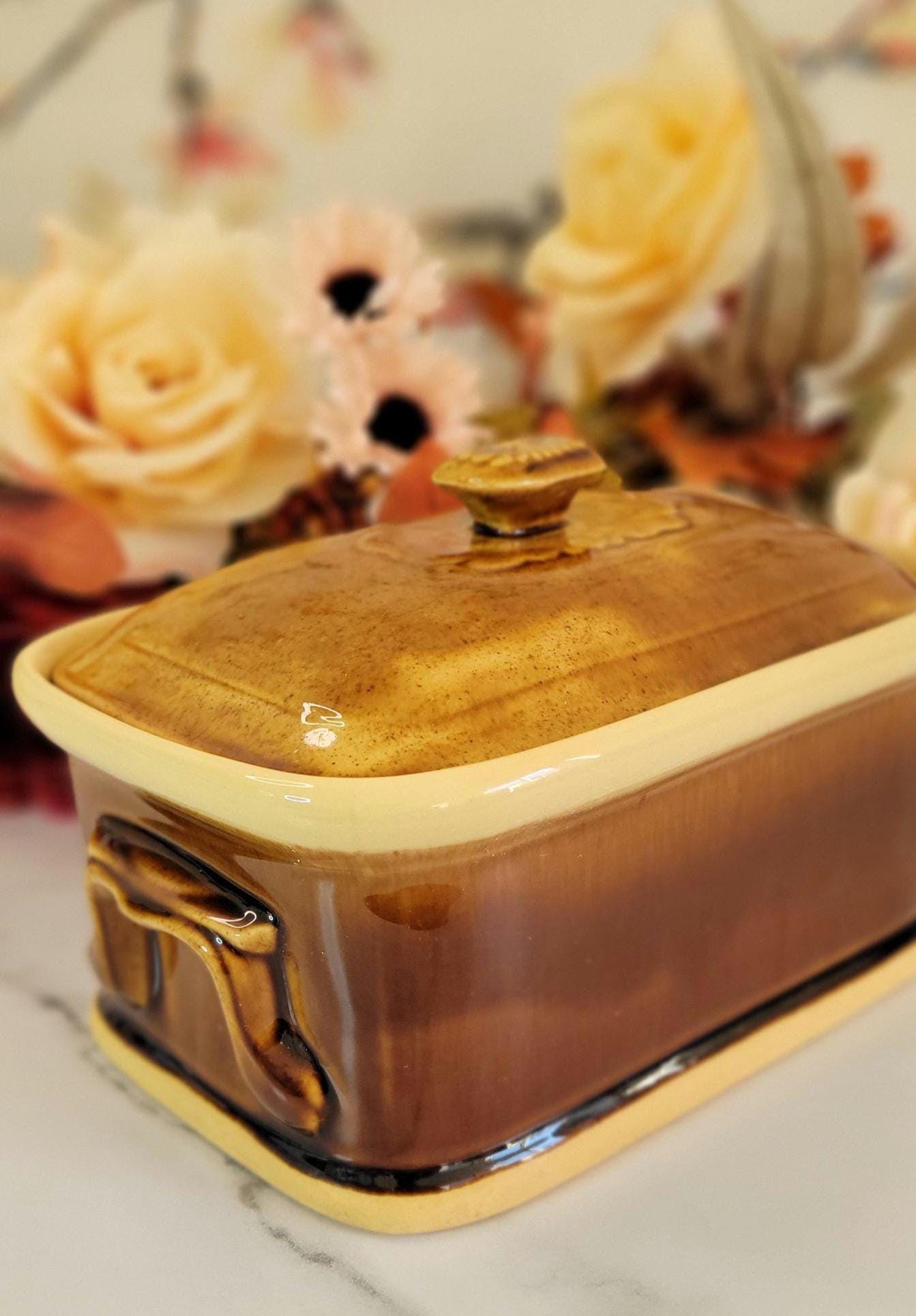 Vintage Casserole Dish W/ Lid - Rectangular Glazed Ceramic