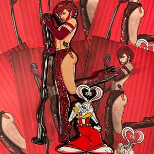 Jesse & Roger Rabbit 4” Fantasy Inspired Hard Enamel Pin With Body Hair/No Body Hair Options
