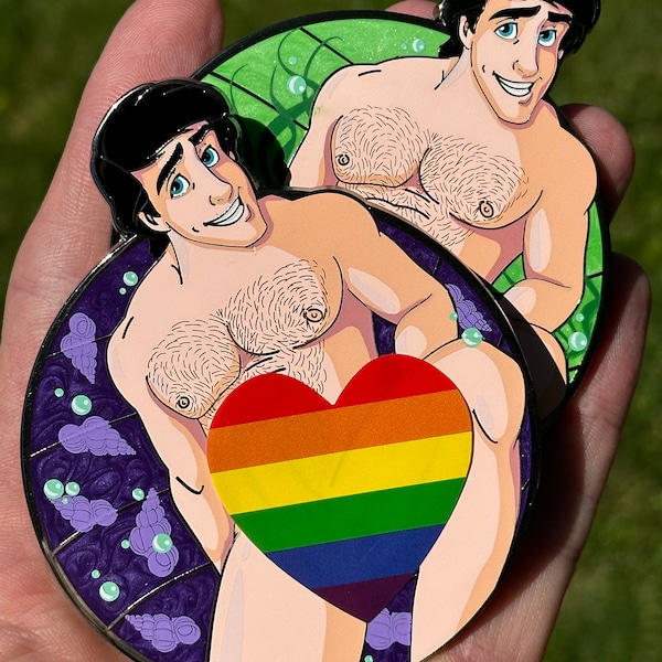 LE15 Prince of Sea 3.5”-3mm thick Risqué hard enamel pin with 2 variants