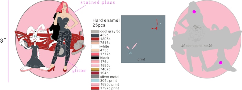 Greased Rabbits LE25 3\u201d Hard Enamel Pin