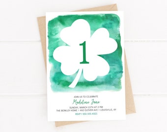 St Patrick's Day 1st Birthday Invitation. 2nd 3rd 5th 13th Birthday. St Patrick's Day Party. St. Patty's Party. Digital Invitation. Corjl.