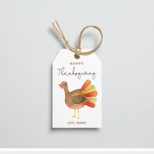 Thanksgiving Tag. Editable Printable Gift Tag. Happy Thanksgiving Custom Fall Tag. Turkey Party Favor. Personalized Thankful Name Tag. DIY