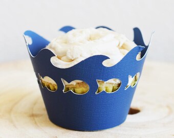 Cupcakeformar "Simma med fiskarna" - Set med 12, Anpassad färg