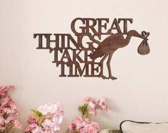 Wooden sign with saying for the nursery | Baby | Stork