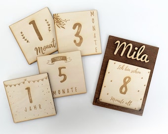 Milestone Cards Baby wooden | Milestone Cards | Gift idea for birth