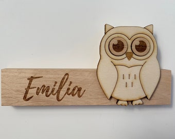 Name plate for the nursery | Baby | Wooden Sign | personalized | Gift for Birth | Owl