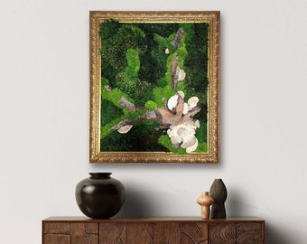 Preserved moss art in antique frame. (Model-1)