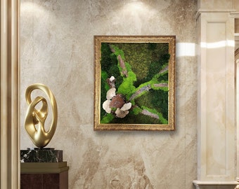 Preserved moss art in antique frame. (Model-2)