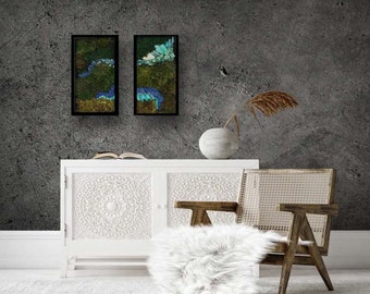 Blue sky Moss Wall Art (Set 2)