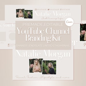 Bewerkbare YouTube-kanaalbrandingkit - YouTube-banner - YouTube-intro - YouTube Endslate - YouTube-miniatuur - YouTube-sjablonen - YouTuber