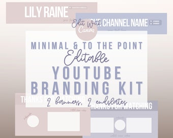 Premade Youtube Branding Kit - Youtube Banner - Youtube Endslate - Youtube Watermark - Personalized Youtube Graphics - Youtuber Design - PNG