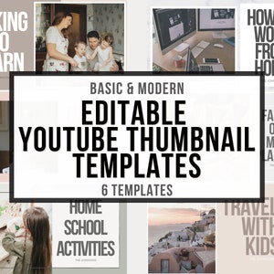 Modern YouTube Thumbnails - Editable YouTube Video Thumbnail - YouTube Thumbnail Templates - YouTube Canva Templates - Canva Template - Vlog