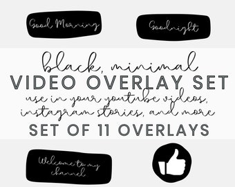 Schwarz YouTube Video Overlay Set - Video Overlays - Instagram Sticker - Transparente Overlays - YouTube Tags - Video Overlay - YouTube Edit