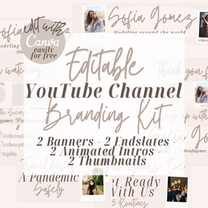 YouTube Branding | YouTube Banner Kit | YouTube Channel Kit | YouTube Banner | YouTube Intro | YouTube Thumbnail | Aesthetic Canva Templates