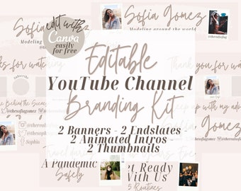 Editable YouTube Channel Templates - YouTube Branding Kit - YouTube Channel Kit - YouTube Banner - YouTube Intro - YouTube Thumbnail - Canva