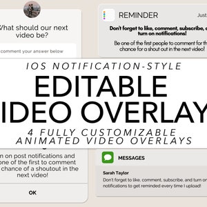 IOS Notification Video Overlays, Customizable Video Overlays, Customizable YouTube Green Screen, YouTube Video Overlay, YouTube Editing, GIF