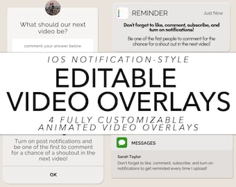 IOS Notification Video Overlays, Customizable Video Overlays, Customizable YouTube Green Screen, YouTube Video Overlay, YouTube Editing, GIF