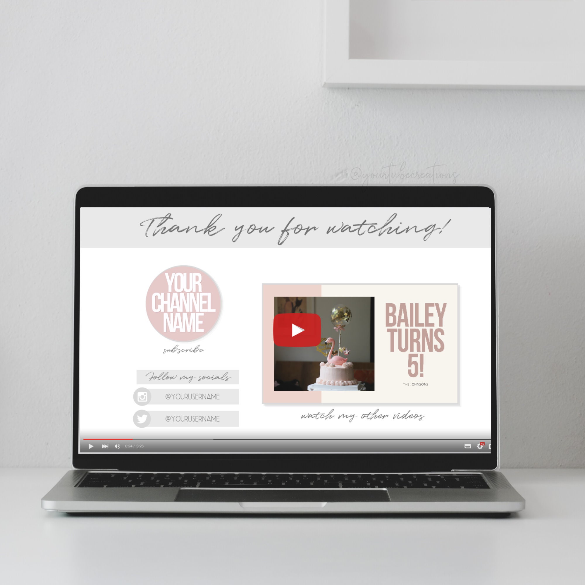 Youtube End Card Template Editable Youtube Endslate Youtube End