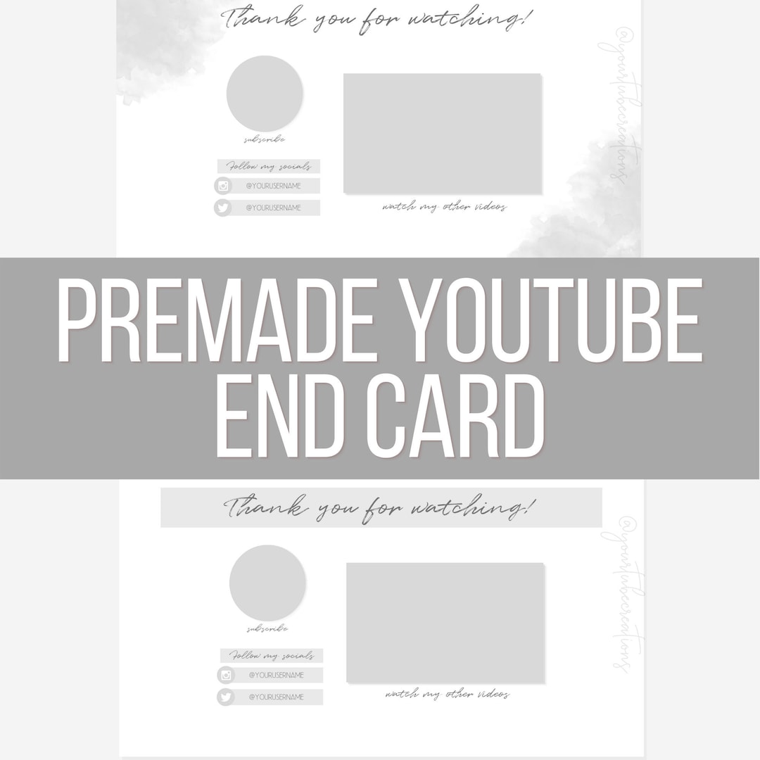 Youtube End Card Template Editable Youtube Endslate Youtube End Screen