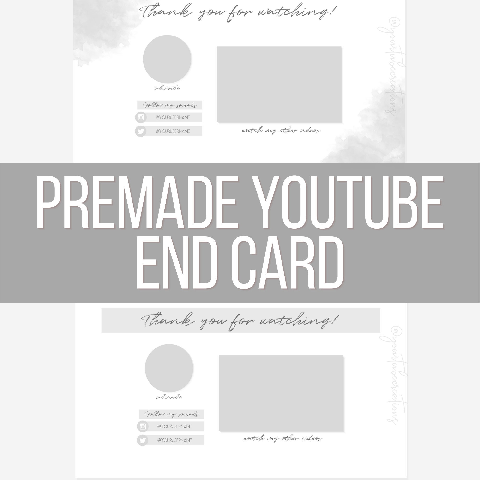 Youtube End Card Template Editable Youtube Endslate Etsy