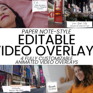 Paper Style Video Overlays, Sticky Note Overlay, Editable Video Overlays, Animated Video Pop Ups, Canva Template YouTube, Stream Overlays