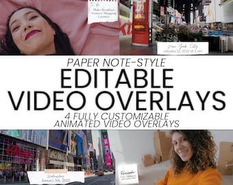 Paper Style Video Overlays, Sticky Note Overlay, Editable Video Overlays, Animated Video Pop Ups, Canva Template YouTube, Stream Overlays
