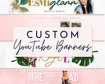 Banner personalizado de YouTube - Arte del canal de YouTube - Banner de YouTube - Diseños de YouTube - YouTuber - Marca de YouTube - Gráficos de YouTube - Vlogger