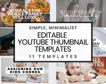 Basic YouTube Thumbnails - Editable YouTube Thumbnails - YouTube Thumbnail Templates - YouTube Canva Template - YouTube Thumbnails - Canva