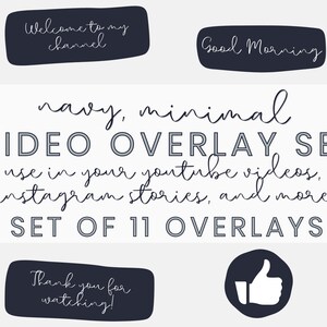 Blue YouTube Video Overlays - YouTube Vlogger Tag Overlay - Video Editing Overlay - Vlogger Tags - Video Editing Kit - Video Overlays - PNG