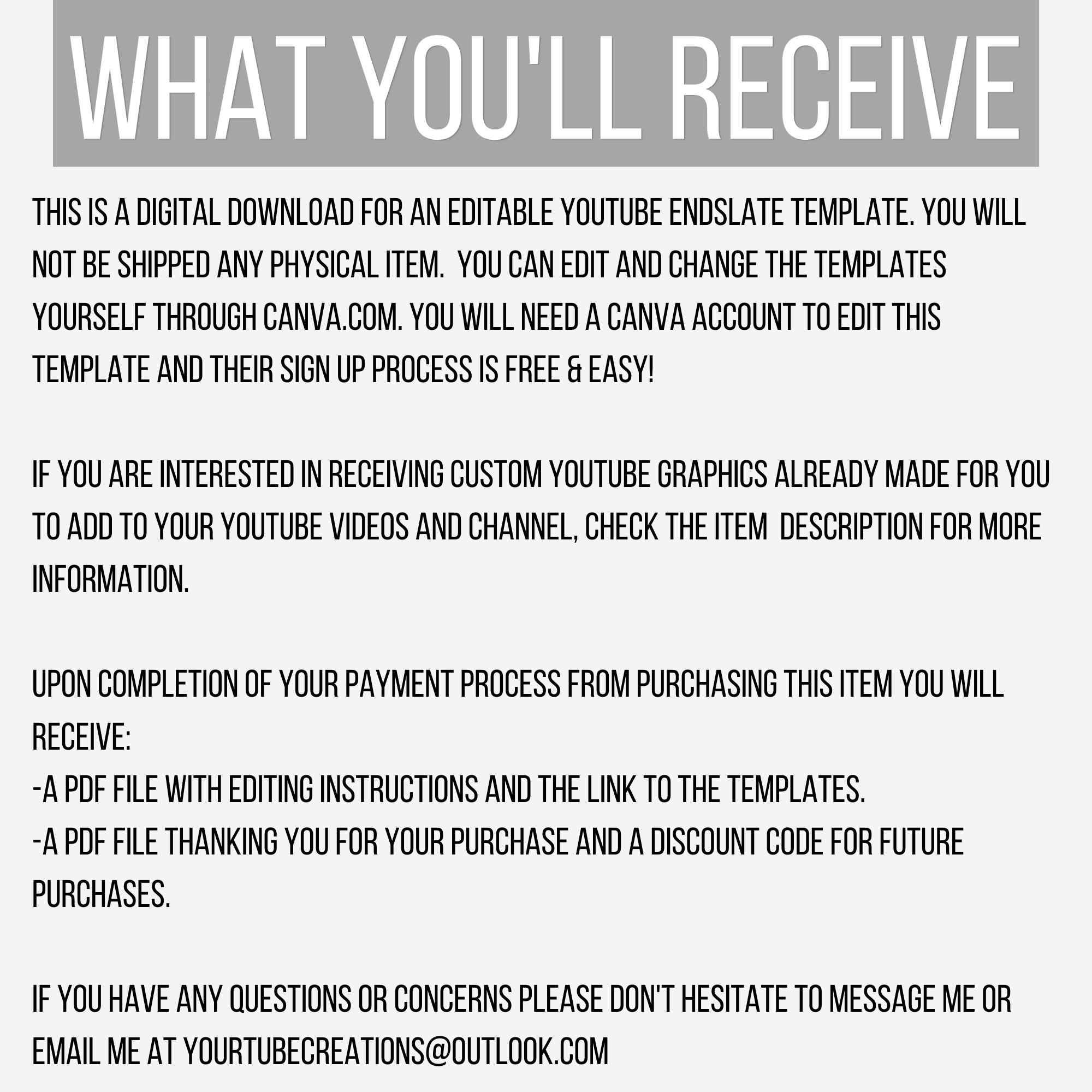 Youtube End Card Template Editable Youtube Endslate Youtube End Screen ...