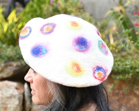 Felt Beret Fun Rainbow Fall Hat Winter 