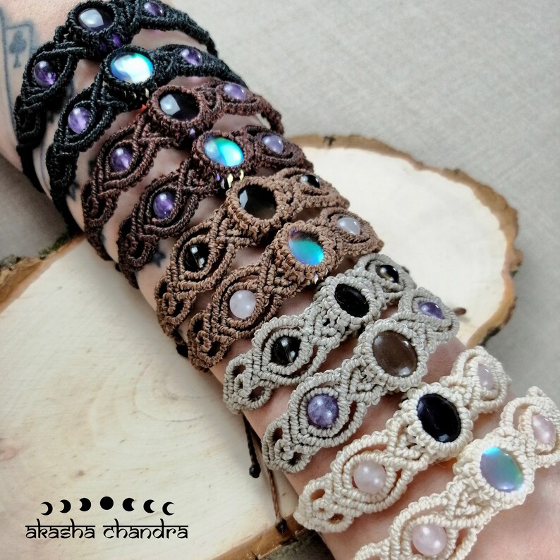 Aura Quartz Macrame Bracelet with Amethyst Gemstone Beads witchy Jewelry