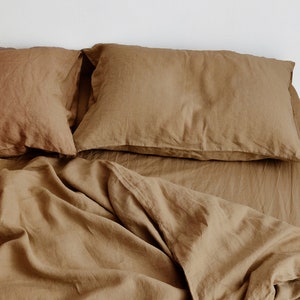Linen Earthy Brown Duvet Cover / Brown Cotton Duvet Cover Double, Queen, California King, Custom Size Bed Cover 2 Pillow Cases image 7