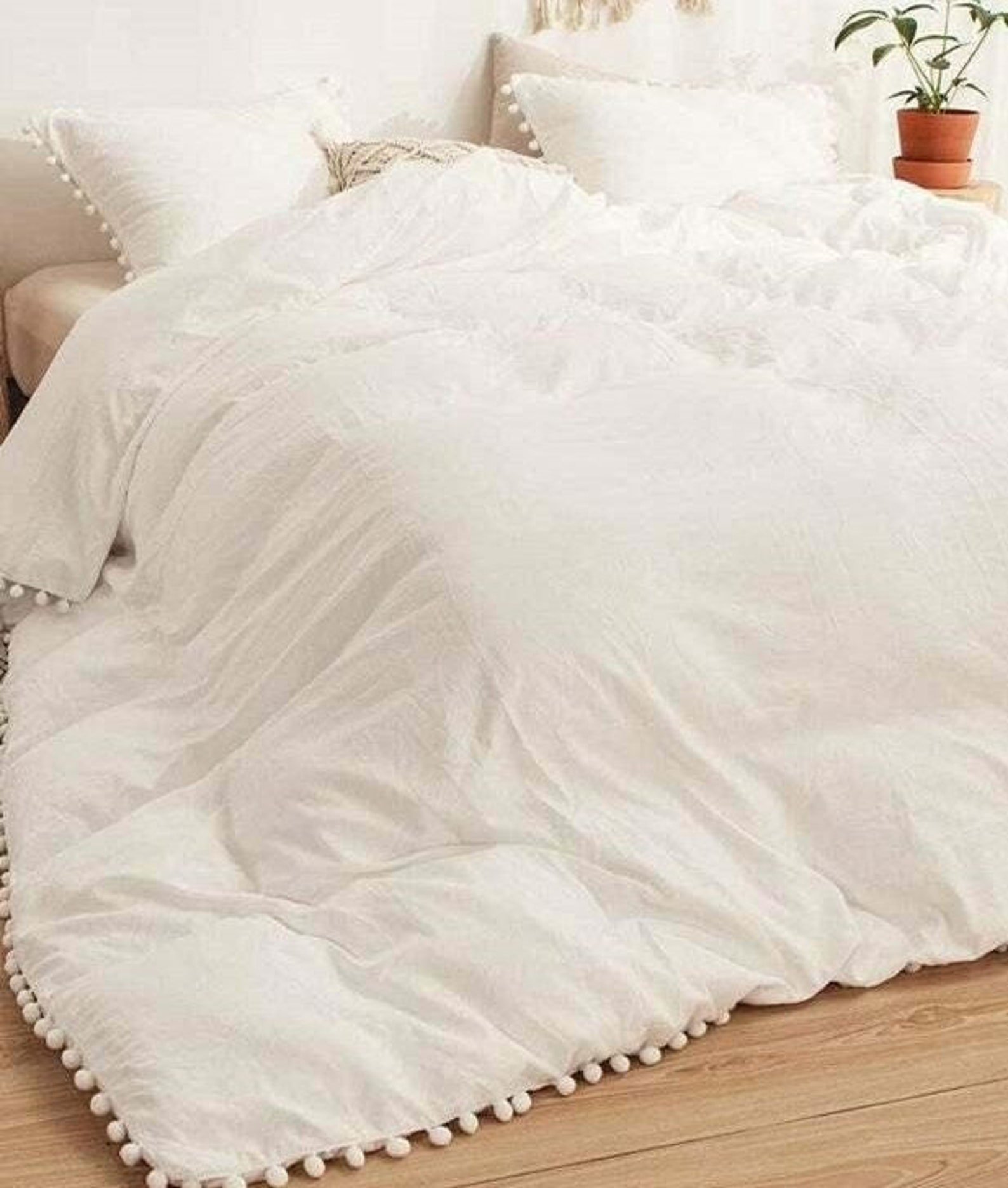 Pom Pom duvet/ Pom Pom White Soft Cotton Duvet Cover Set Etsy