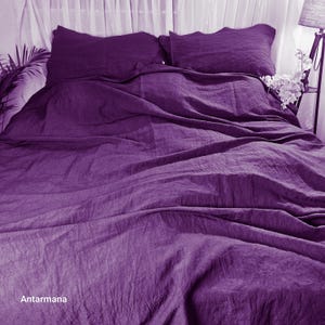 Linen 100% Violet Sheet Set /Violet Bedding Set / Linen  Bedding Set / 1 Flat Sheet + 1 Fitted Sheet + 2 Pillowcases / New Year Gift