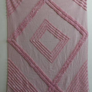 Natural PinkTufted Throw - Natural Hand loom Cotton Throw Blanket With Tassels - Decorative Throw Blanket