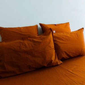 Linen 100% Pure Cinnamon Shams/Cotton Pillow Shams / Cotton Pillow Cover Set / Tobaco cushion cover / Handmade cinnamon  Pillow Cover Set
