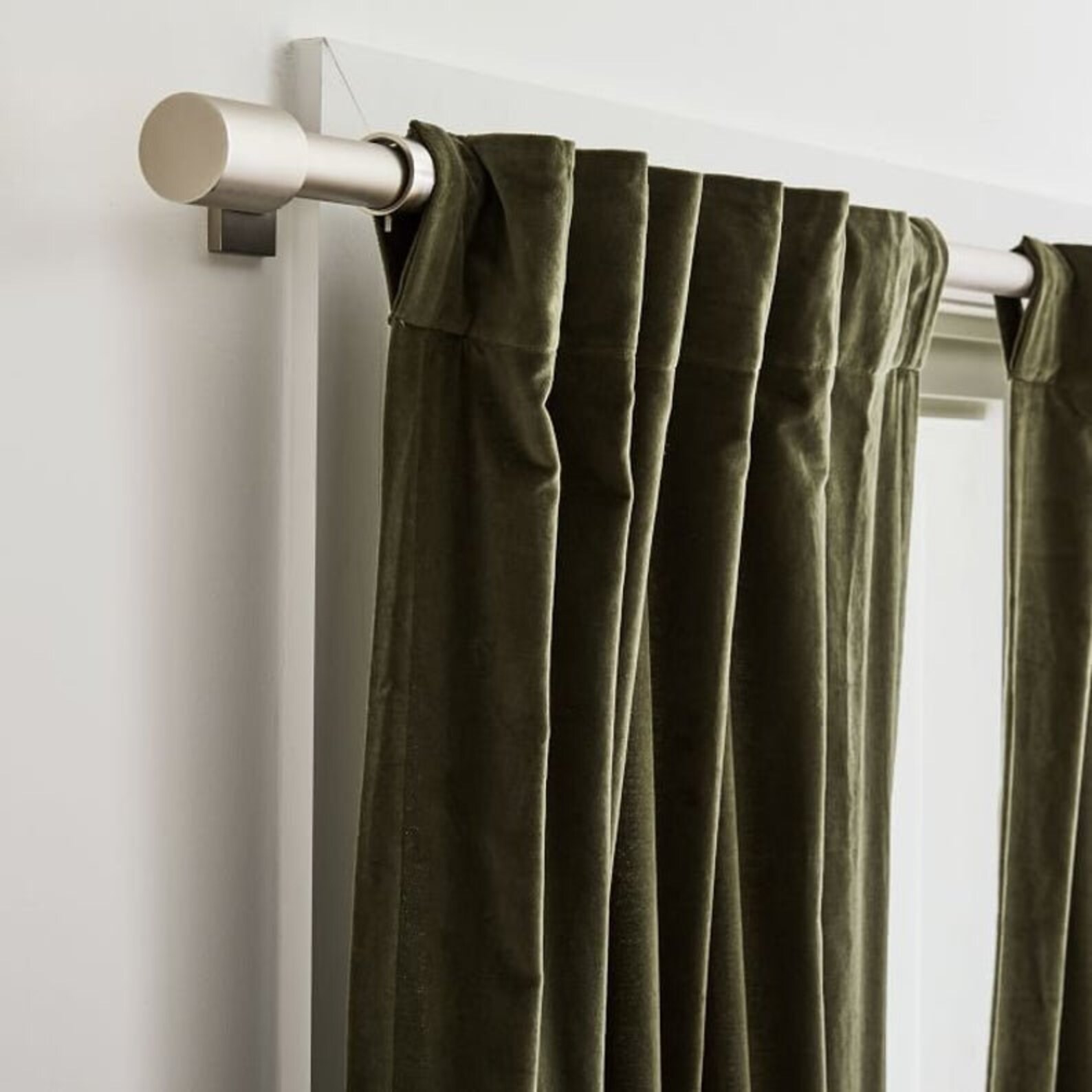Olive Green Washed Cotton Long Curtain/2 Panels Solid Etsy