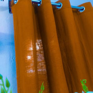 Cinnamon Color Washed Cotton Curtain/ 2 Panel Handmade Boho Curtains/Rust Cotton Window Balcony Curtain/Shower Curtain/Custom Curtain