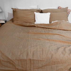 Linen Earthy Brown Duvet Cover / Brown Cotton Duvet Cover Double, Queen, California King, Custom Size Bed Cover 2 Pillow Cases image 4