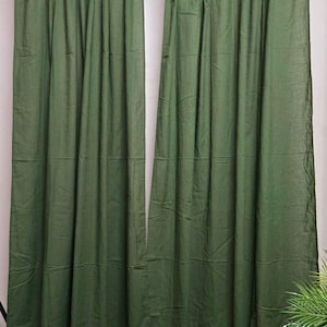 Olive Green Washed Linen Long Curtain/2 Panels Solid Farmhouse and Modern Linen Curtains for Living Room Bedroom Door Window Curtain S