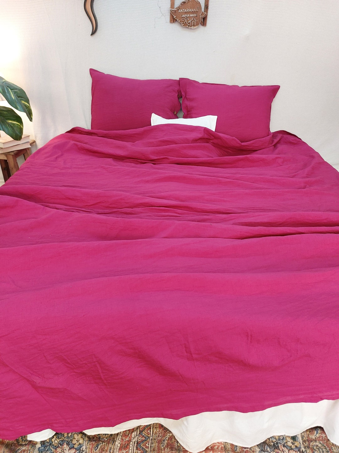 Pink Queen Linen Duvet Cover/ Your Choice Color Duvet Cover With 2