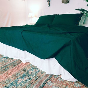 Linen 100% Emerald sheet set /  green bedding/Linen  Bedding /1 flat sheet + 1 fitted sheet + 2 pillowcases / Linen  Bedsheet Set