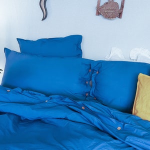 Linen 100% Pure Turquoise Blue Duvet Cover/ Blue Bedding Set/Bohemian Bedding/Comforter/King Size Duvet/Bedspread Duvet Cover/Boho Cover Set