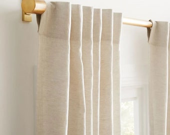 Ivory Washed Linen Long Curtain/2 Panels Solid Farmhouse and Modern IvoryLinen Curtains for Living Room Bedroom Door Window Curtain Set