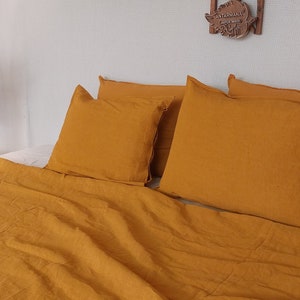 Marigold Linen  duvet cover / Marigold duvet cover with BUTTON closer / marigold bedding set / Cotton duvet cover