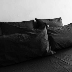 Linen 100% Charcoal sheet set / Charcoal bedding/Linen Bedding Set /1 flat sheet + 1 fitted sheet + 2 pillowcases / Cotton Bedsheet Set