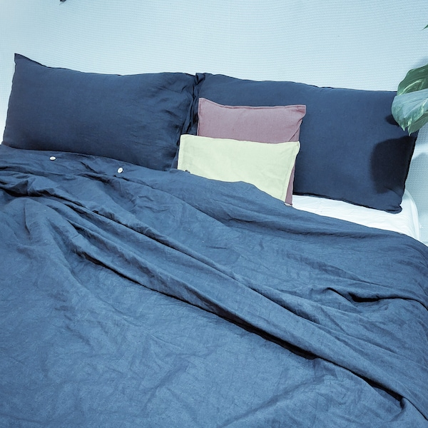 Linen 100% Pure Denim Duvet Cover With Matching Pillow Cases / Denim  Duvet Cover - Denim Bedding Set- Customize Size Available