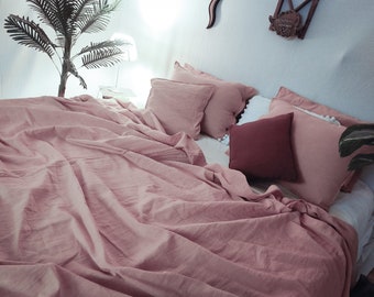 100% Pure Cotton Duvet Cover in Pink Blush, Washed Cotton Duvet Cover, Ultra Soft And 3 Piece Set, King/Queen size-Free Shipping